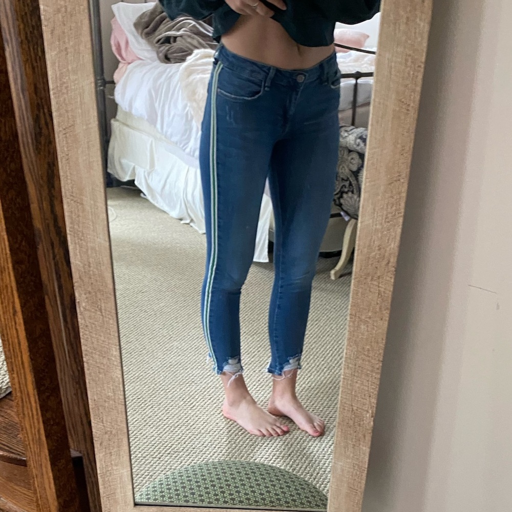 Zara denim jeans with stripe up the side